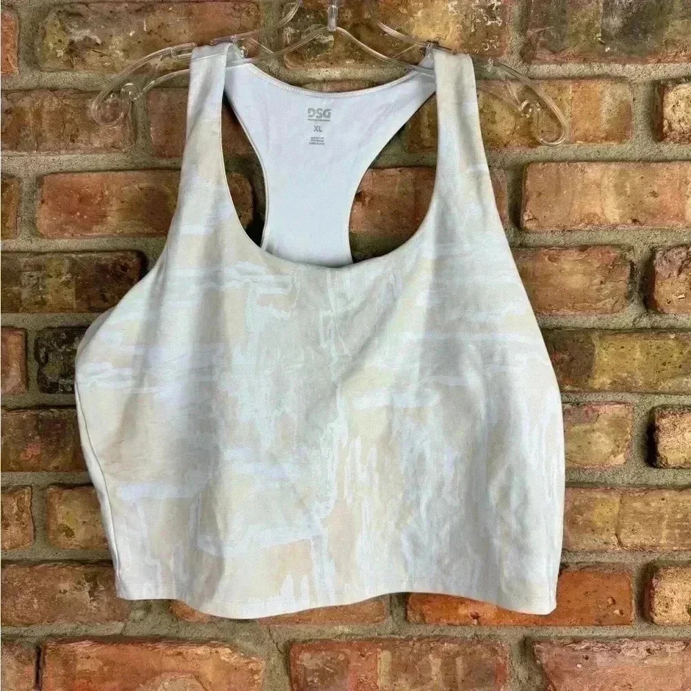 DSG crop workout tank size XL gray and tan